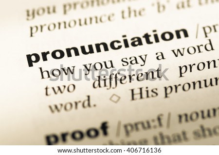 Close up of old English dictionary page with word pronunciation Royalty-Free Stock Photo #406716136