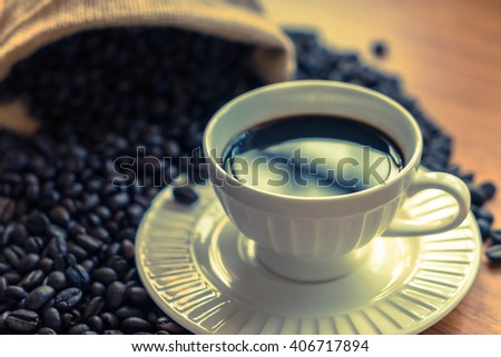 black coffee cup - soft focus with vintage effect picture style