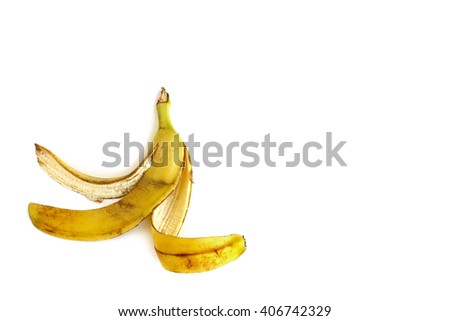 Banana peel on white background

