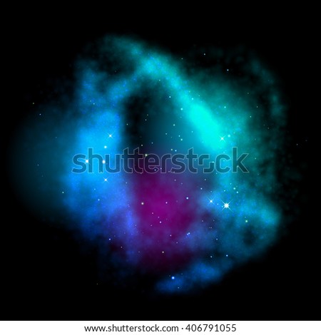 Vector cosmic stardust cloud. Strafield nebula mist. Bright constellation of stars in shining galaxy.
