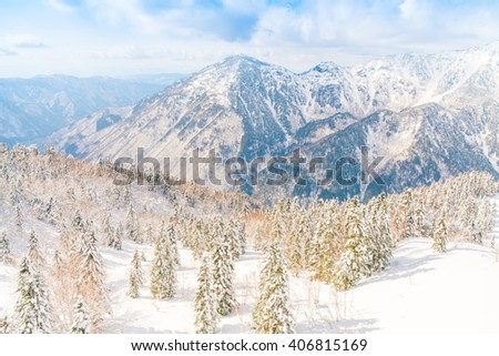 Japan Winter mountain with snow covered