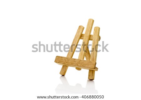 wooden easel isolated on white background