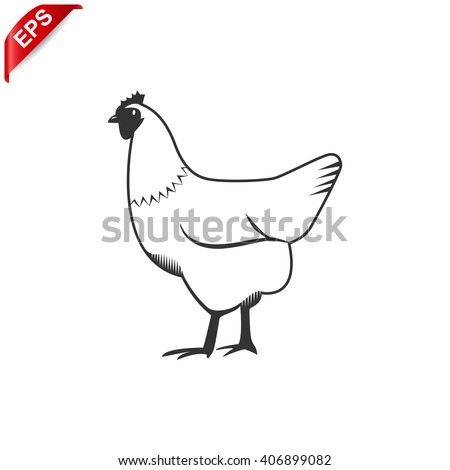 chicken icon, vector hen icon, isolated chicken clip art