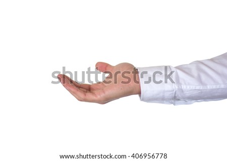 Hand of a businessman isolated on white background