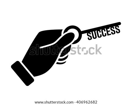 Hand holding key to unlock success flat vector icon for apps and websites