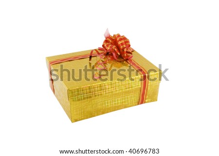 Yellow gift box isolated on the white