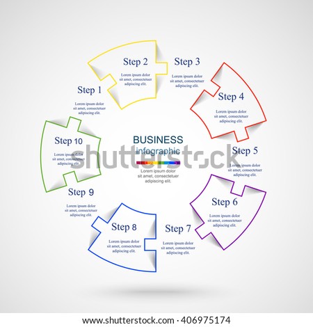 Circle line infographic. Template for cycle diagram, graph, presentation and round chart. Business concept with 10 options, parts, steps or processes. 