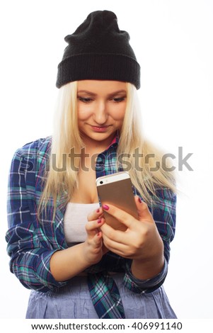 pretty teen girl  with smart phone 