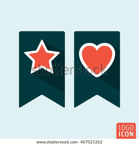 Bookmark icon with heart and star. Vector illustration