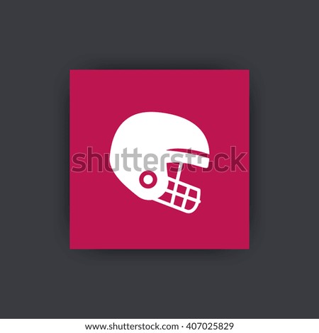american football icon, pictogram, football helmet flat icon on square, vector illustration
