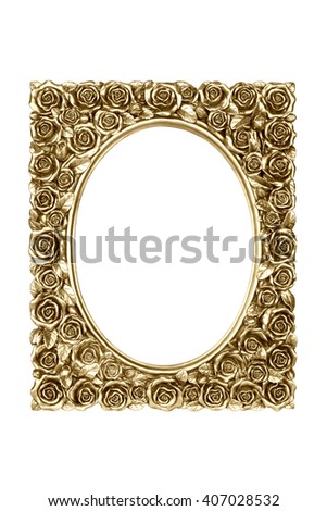 Gold carved picture frame isolated over white with clipping path.
