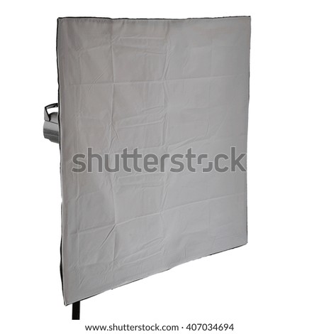 Pulse studio flash with square softbox on a stand over isolated white background