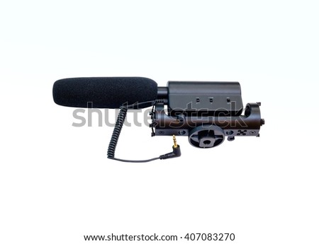 microphone used in camera and film production isolated on white background.