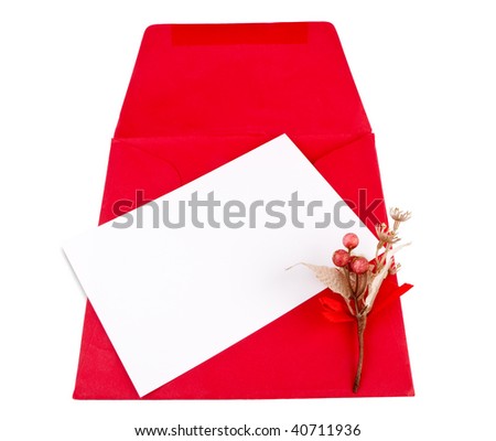 Blank sheet on a red envelope with an ornament
