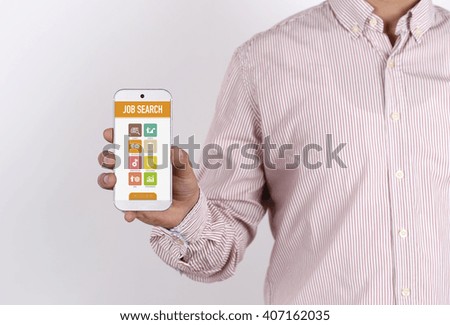 Man showing smartphone Job Search on screen