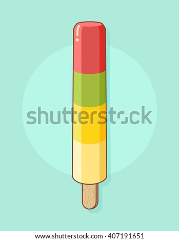 Colorful tasty ice cream at a turquoise background. Ice cream vector illustration. Ice cream icon. Ice cream isolated on background. Ice cream in flat style. Vector Illustration