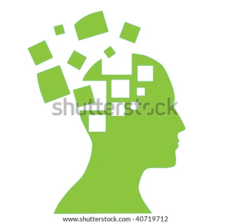 illustration of human head silhouette with puzzle pieces