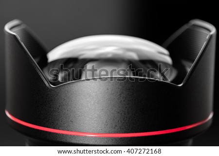 photo lens isolated on a black background