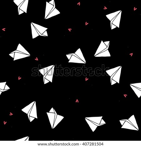 Paper plane vector seamless pattern background