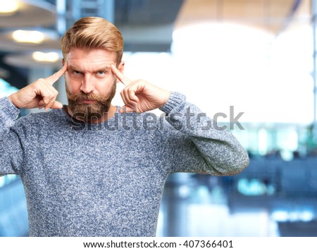 blond man angry expression