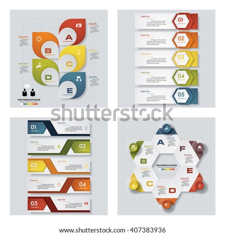 Collection of 4 design colorful presentation template. Vector Background. For your idea and presentation.