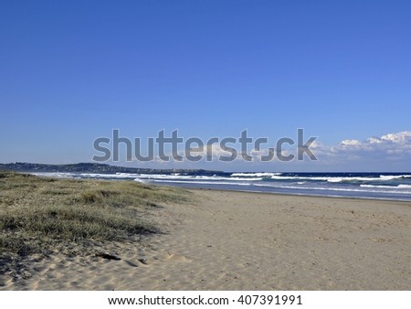 seascape at Seven Mile Beach a great surfer spot, Gerroa in the background  NSW Australia
