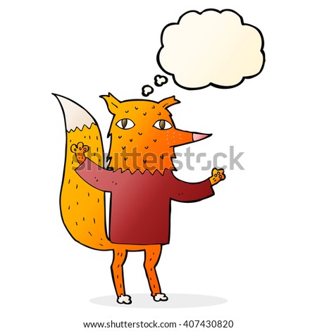 cartoon fox with thought bubble
