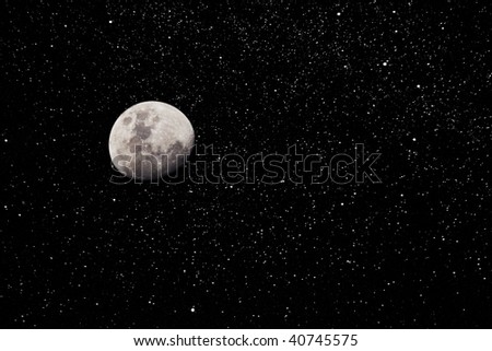 Moon and Starry Night Sky