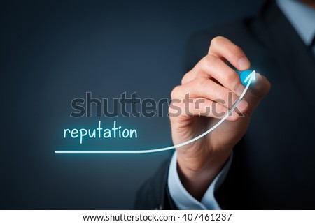Corporate reputation improvement concept. Businessman (o PR specialist) plan to improve reputation of his company.
 Royalty-Free Stock Photo #407461237