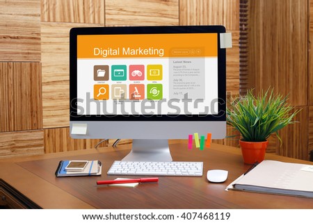 Digital Marketing screen on the workplace