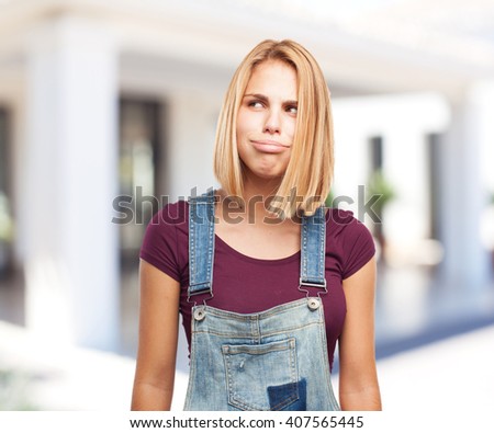 blond girl worried expression
