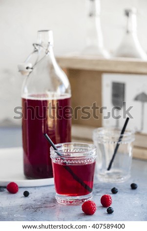 Summer cold drink with berries 