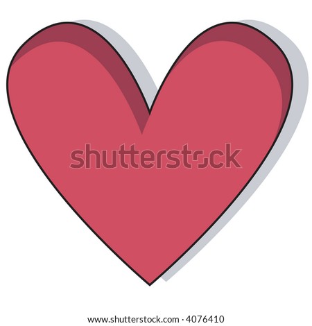 Cartoon heart with shadow background