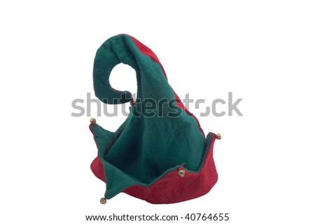 Jester looking christmas hat isolated on white