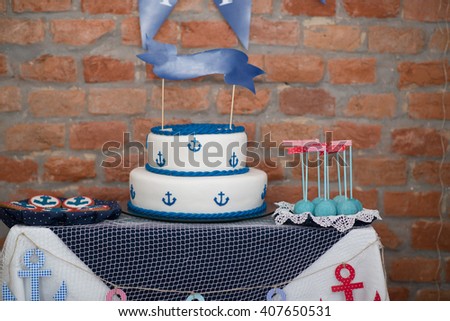 birthday cake on the marine theme