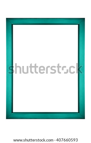 Modern teal green or turquoise aqua picture frame isolated