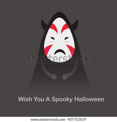 Halloween asian ghosts design template. Vector illustration