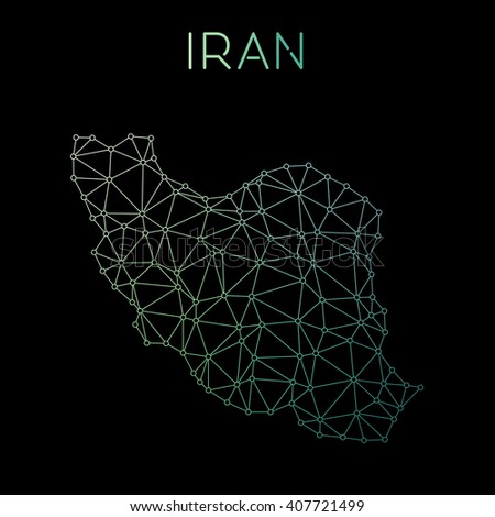 Iran, Islamic Republic Of network map. Abstract polygonal Iran, Islamic Republic Of network map design. Map of Iran, Islamic Republic Of network connections. Vector illustration.