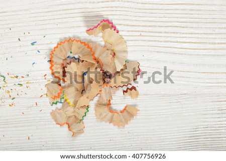 Different colored shavings with copy space