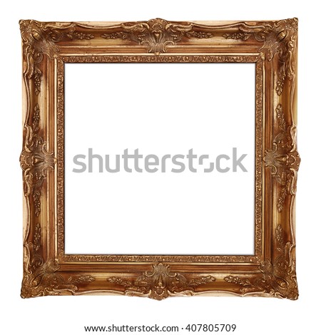 Gold picture frame, isolated on white background