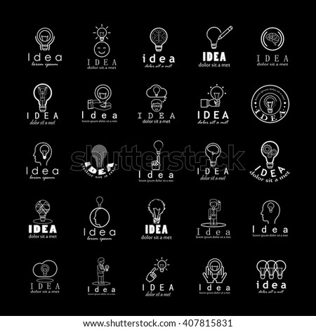 Idea Icons Set-Isolated On Black Background-Vector Illustration,Graphic Design. 