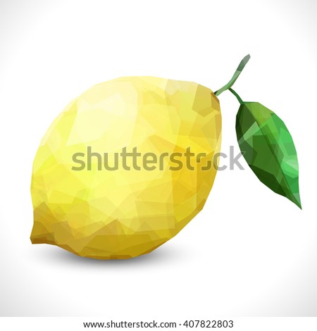 Realistic unusual polygonal isolated Polygonal fruit - Lemon. Modern vector editable template. New transparent lemon unusual illustration eps10