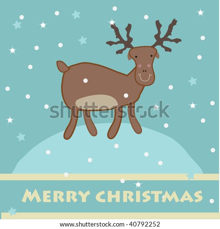 Christmas reindeer greeting card. Vector.