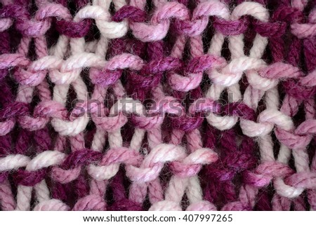 close up wool texture, white, pink and violet Royalty-Free Stock Photo #407997265