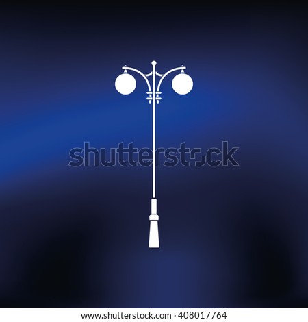 Street light silhouette. Street lamp icon. Flat illustration.