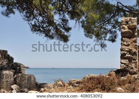 Ruins of the ancient city of Phaselis , on the territory of modern Turkey, province of Antalya