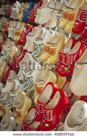 Clogs on display in a tourist shop, Amsterdam, The Netherlands, Europe