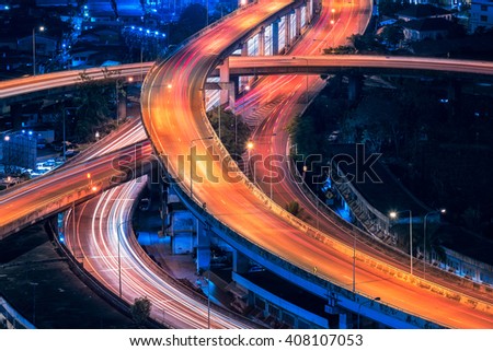 Expressway road in the centre of Bangkok,Thailand. Expressway is the infrastructure for transportation in big city.