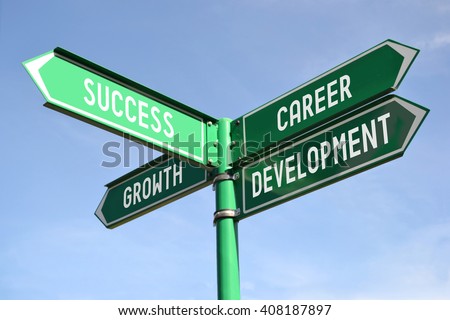 Success, growth, career, development signpost Royalty-Free Stock Photo #408187897