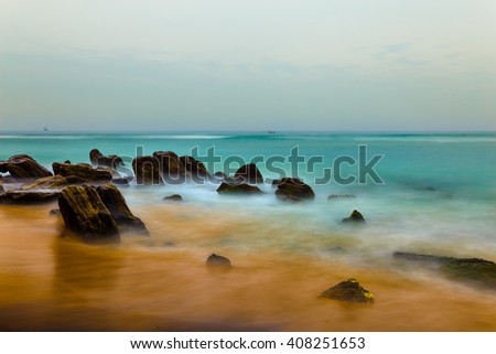 Beautiful landscape tropical rocky beach